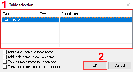 Importing the table structure