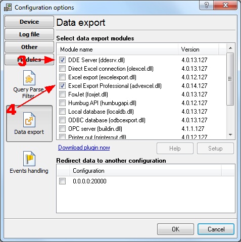 Data export plug-ins