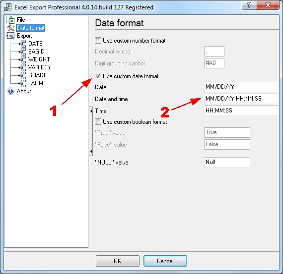 Format settings