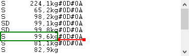 Serial port data aggregation. COM2 (scale). Data received