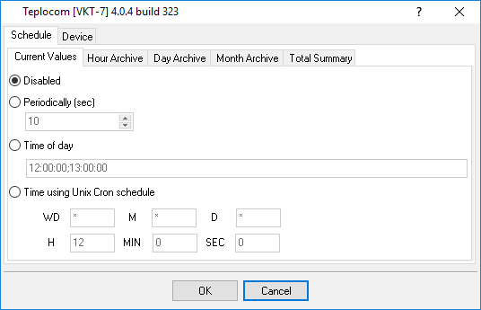 Data reading settings for current data