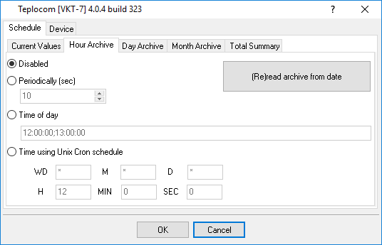 Data reading settings for accumulated data