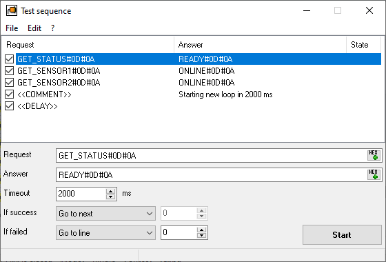 Test sequence plugin window
