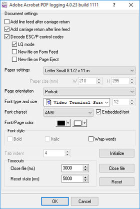 PDF Logging Settings