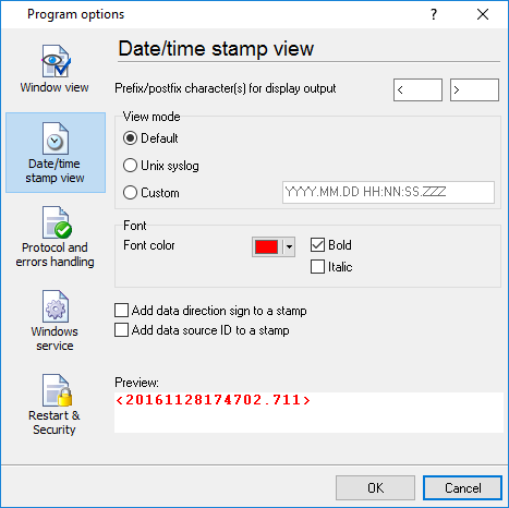 Configuring data/stamp view