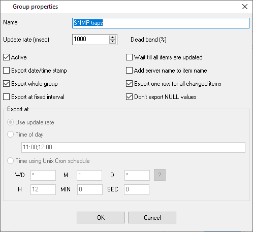Group properties for SNMP traps