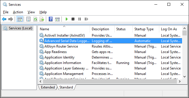 Manual service run (in Windows 2000)