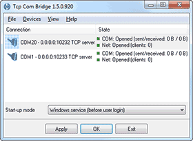 TCP COM Bridge - connects two physical or virtual COM ports to each other over a network!. Features overview.