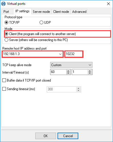 Configuring network connection on a client