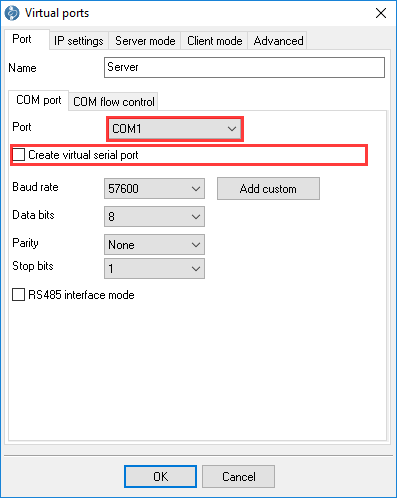 COM port on the first computer