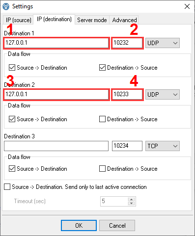 UDP outgoing streams configuration