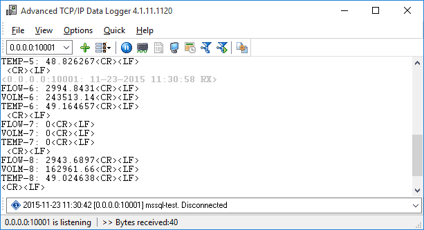 TCP/IP data logger main window