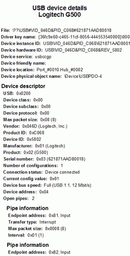 USB device info